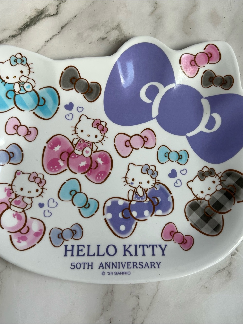 Sanrio Hello Kitty 50th Anniversary Decorative Bow Plate - Purple, Pink, Blue